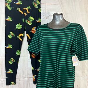 LuLaRoe 3XL Gigi Top with TC St. Patrick’s Day leggings
